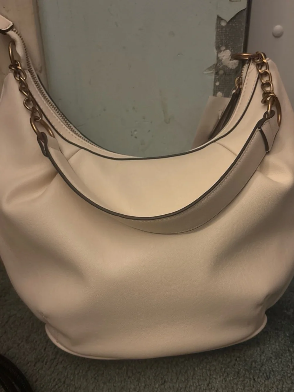 Juicy Couture Cream Heart Emblem Hobo with Gold Accents